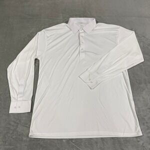 Collars & Co Long Sleeve Dress Polo Shirt Mens 2XL White Stretch Soft New NWOT